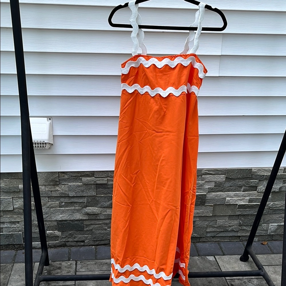 Source Unknown Orange and White Dress